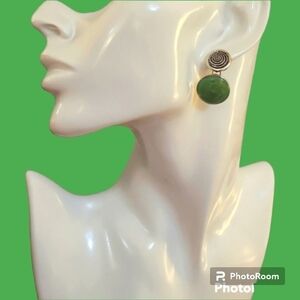 VTG HOWARD'S Space Age Nebula Enamel Circle Swirl Dangle Post Earrings